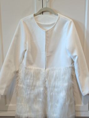 Chicwish White Faux Fur Trim Coat, Never Worn